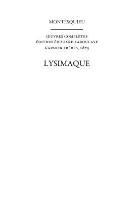 Couverture de Montesquieu - 08 Lysimaque